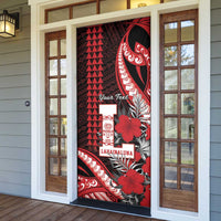 Personalized Hawaii Lahainaluna High School Door Cover Tribal Tattoo With Hibiscus Flowers