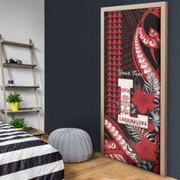 Personalized Hawaii Lahainaluna High School Door Cover Tribal Tattoo With Hibiscus Flowers