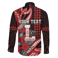 Personalized Hawaii Lahainaluna High School Family Matching Off The Shoulder Long Sleeve Dress and Hawaiian Shirt Tribal Tattoo With Hibiscus Flowers LT05 - Polynesian Pride