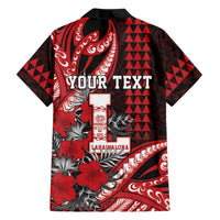 Personalized Hawaii Lahainaluna High School Family Matching Off Shoulder Short Dress and Hawaiian Shirt Tribal Tattoo With Hibiscus Flowers LT05 - Polynesian Pride