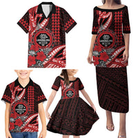 Personalized Hawaii Lahainaluna High School Family Matching Puletasi and Hawaiian Shirt Tribal Tattoo With Hibiscus Flowers LT05 - Polynesian Pride