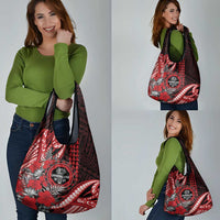 Hawaii Lahainaluna High School Grocery Bag Tribal Tattoo With Hibiscus Flowers