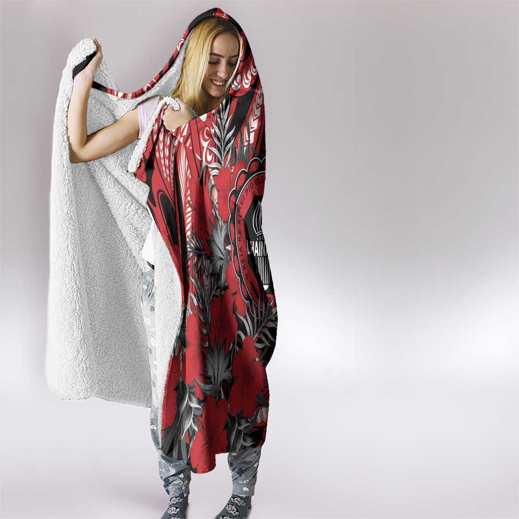 Hawaii Lahainaluna High School Hooded Blanket Tribal Tattoo With Hibiscus Flowers