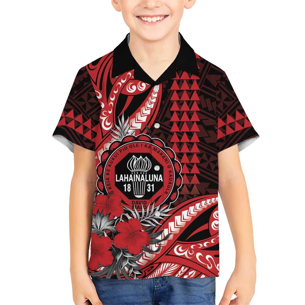 Personalized Hawaii Lahainaluna High School Kid Hawaiian Shirt Tribal Tattoo With Hibiscus Flowers