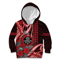 Personalized Hawaii Lahainaluna High School Kid Hoodie Tribal Tattoo With Hibiscus Flowers LT05 Hoodie Red - Polynesian Pride