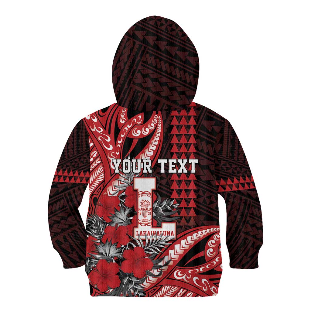 Personalized Hawaii Lahainaluna High School Kid Hoodie Tribal Tattoo With Hibiscus Flowers LT05 - Polynesian Pride
