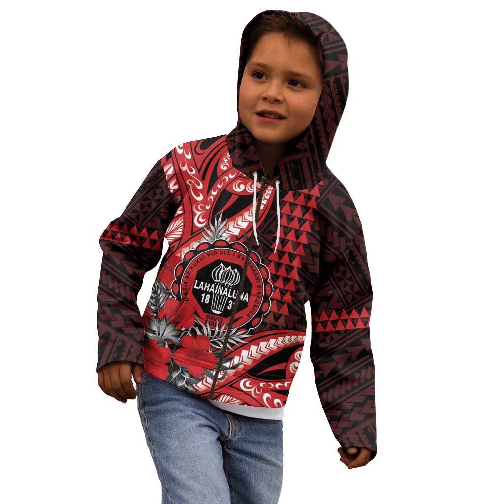 Personalized Hawaii Lahainaluna High School Kid Hoodie Tribal Tattoo With Hibiscus Flowers LT05 - Polynesian Pride