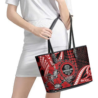 Hawaii Lahainaluna High School Leather Tote Bag Tribal Tattoo With Hibiscus Flowers