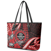 Hawaii Lahainaluna High School Leather Tote Bag Tribal Tattoo With Hibiscus Flowers