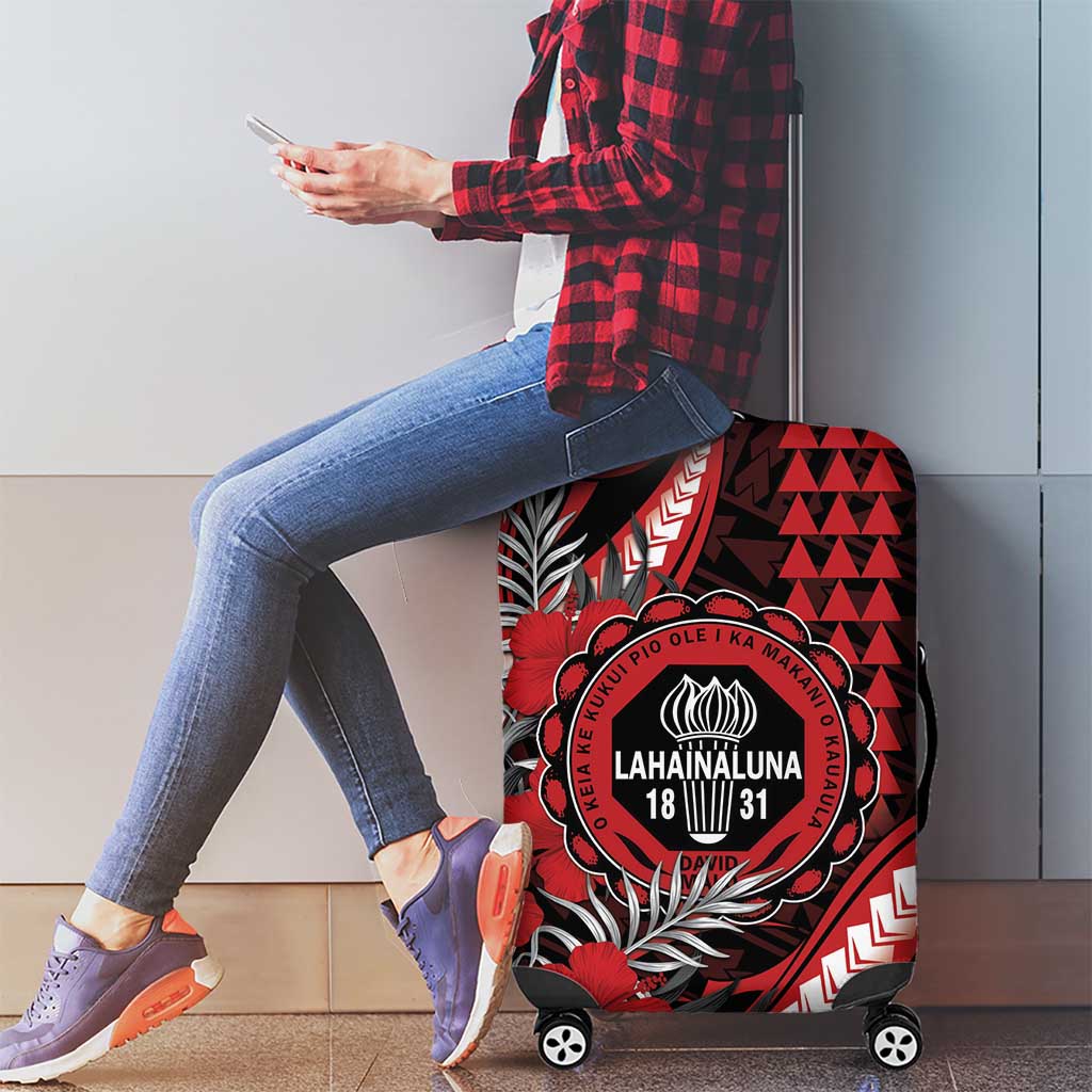 Hawaii Lahainaluna High School Luggage Cover Tribal Tattoo With Hibiscus Flowers