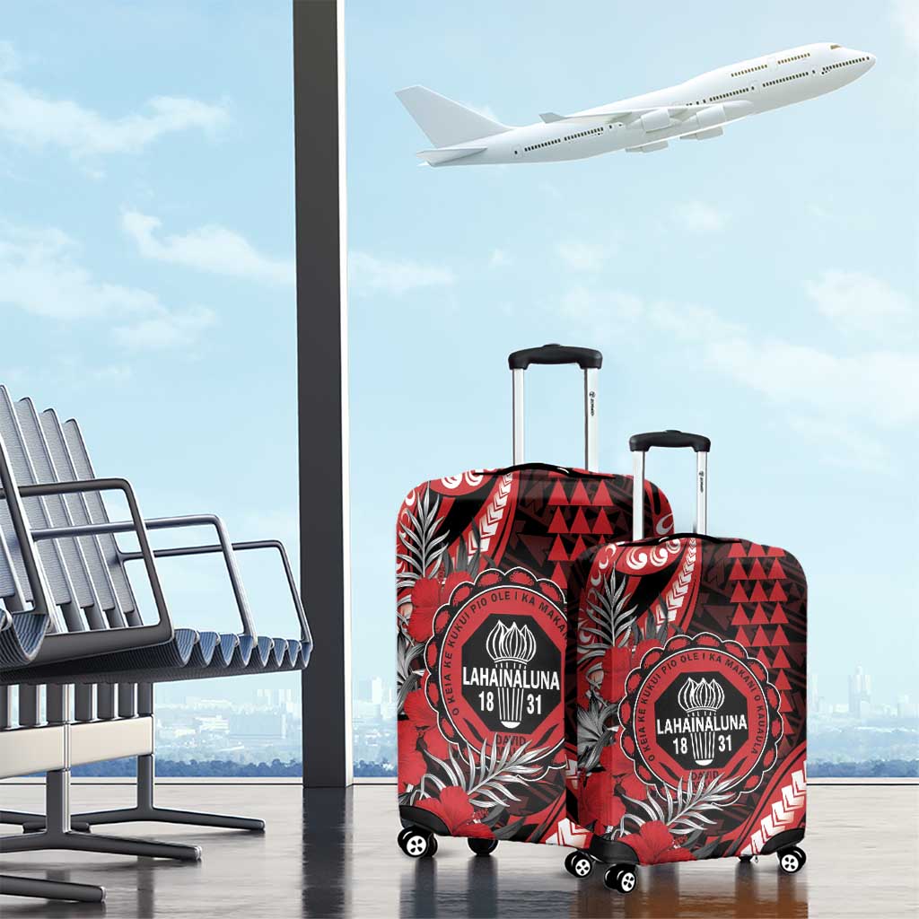 Hawaii Lahainaluna High School Luggage Cover Tribal Tattoo With Hibiscus Flowers