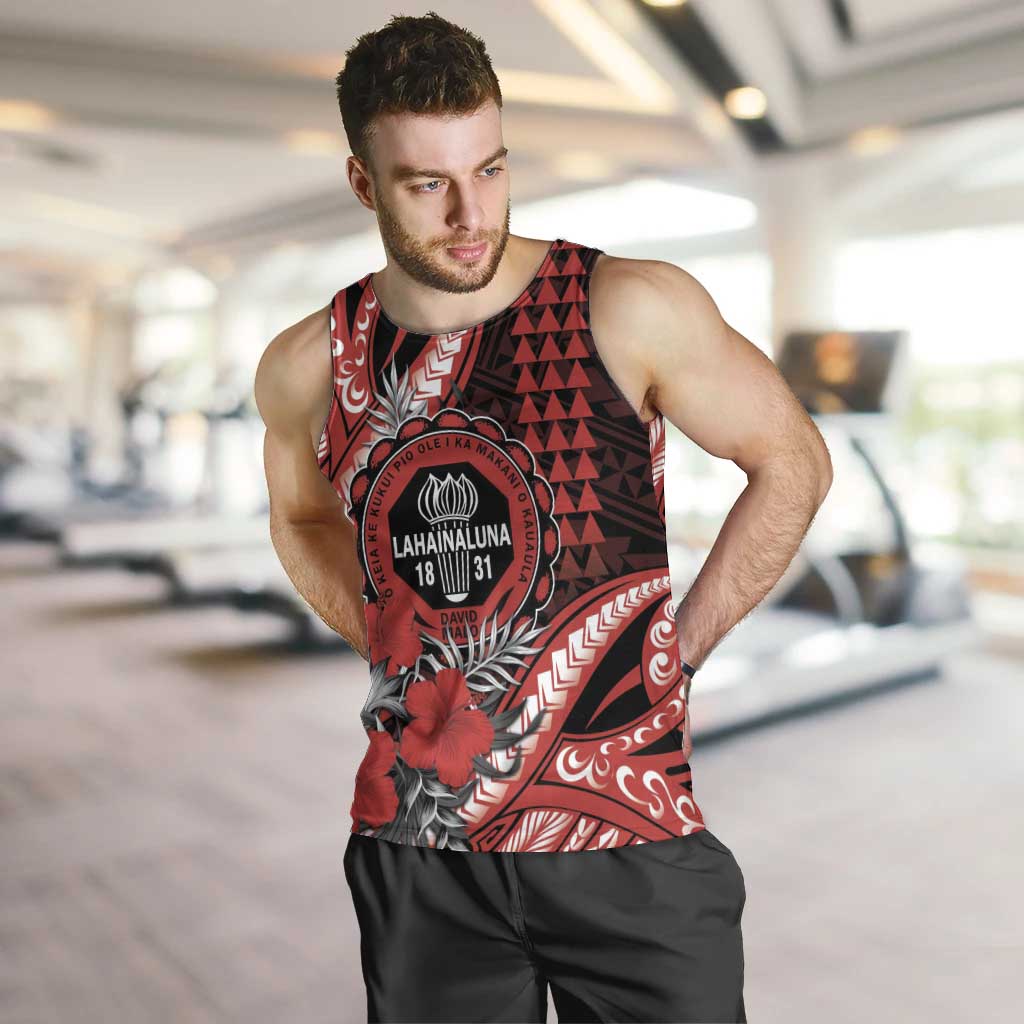 Personalized Hawaii Lahainaluna High School Men Tank Top Tribal Tattoo With Hibiscus Flowers