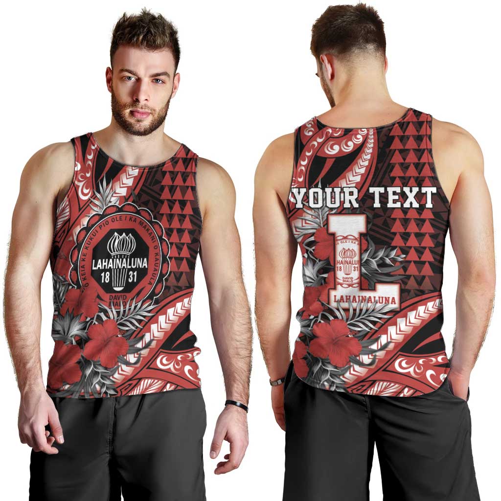 Personalized Hawaii Lahainaluna High School Men Tank Top Tribal Tattoo With Hibiscus Flowers