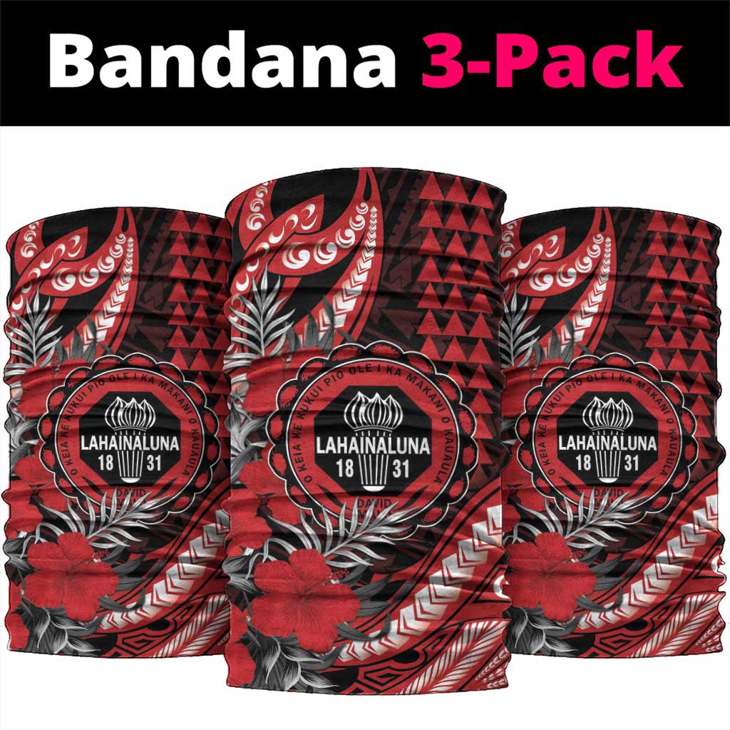 Hawaii Lahainaluna High School Neck Gaiter Tribal Tattoo With Hibiscus Flowers