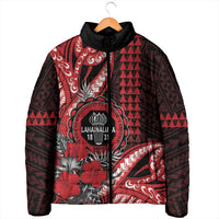 Personalized Hawaii Lahainaluna High School Padded Jacket Tribal Tattoo With Hibiscus Flowers