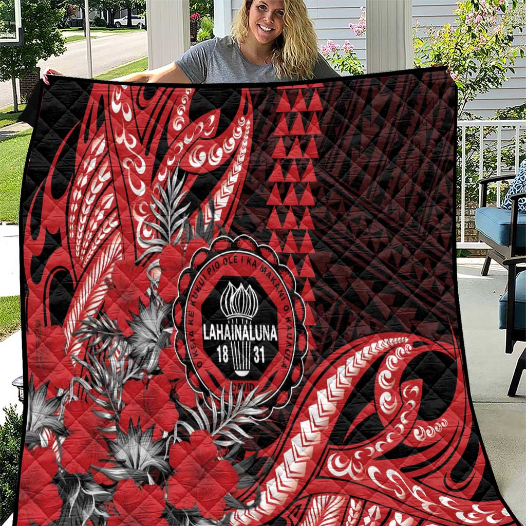 Hawaii Lahainaluna High School Quilt Tribal Tattoo With Hibiscus Flowers