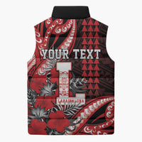 Personalized Hawaii Lahainaluna High School Sleeveless Puffer Jacket Tribal Tattoo With Hibiscus Flowers