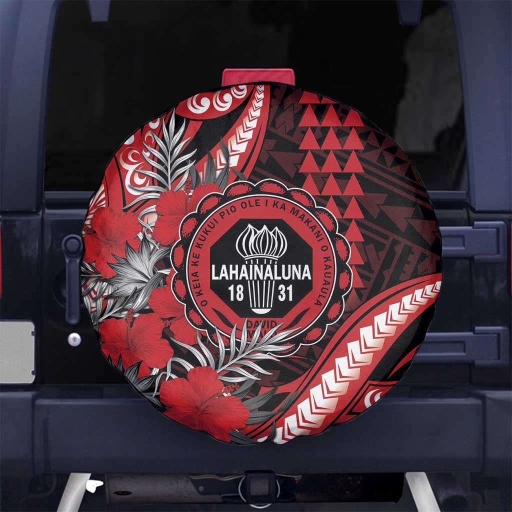 Hawaii Lahainaluna High School Spare Tire Cover Tribal Tattoo With Hibiscus Flowers