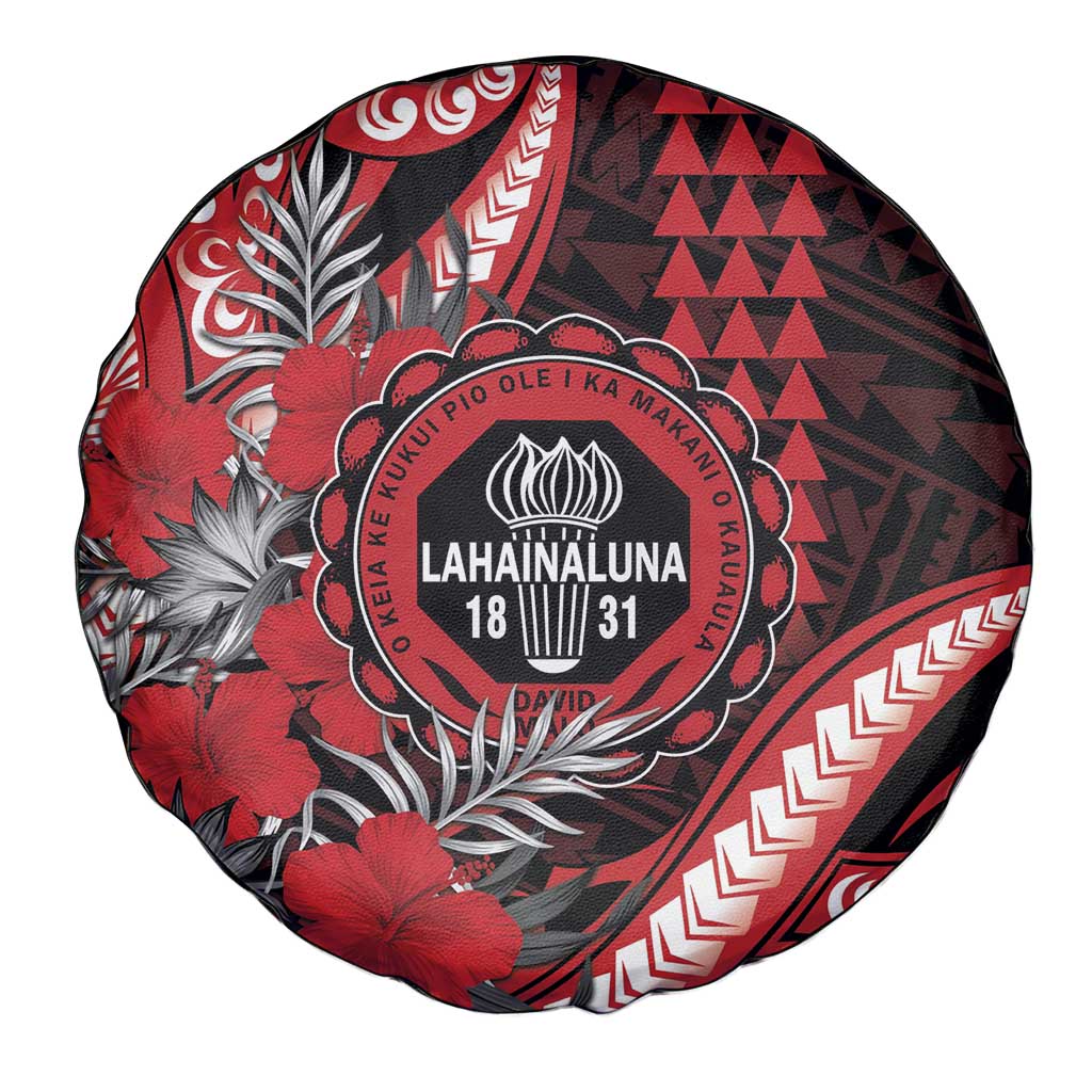 Hawaii Lahainaluna High School Spare Tire Cover Tribal Tattoo With Hibiscus Flowers