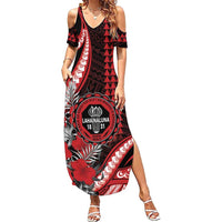 Personalized Hawaii Lahainaluna High School Summer Maxi Dress Tribal Tattoo With Hibiscus Flowers