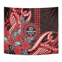 Hawaii Lahainaluna High School Tapestry Tribal Tattoo With Hibiscus Flowers