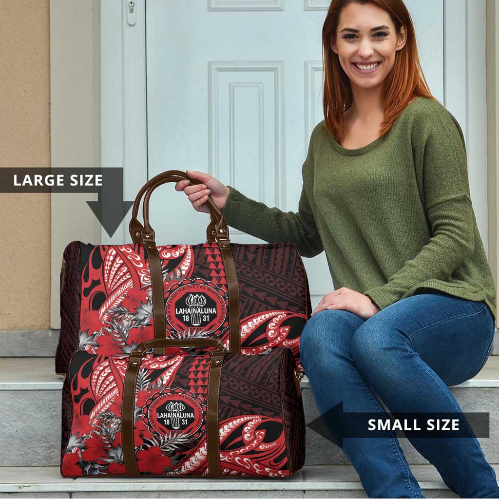 Hawaii Lahainaluna High School Travel Bag Tribal Tattoo With Hibiscus Flowers