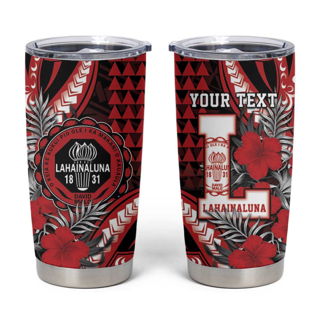 Personalized Hawaii Lahainaluna High School Tumbler Cup Tribal Tattoo With Hibiscus Flowers