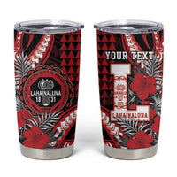 Personalized Hawaii Lahainaluna High School Tumbler Cup Tribal Tattoo With Hibiscus Flowers