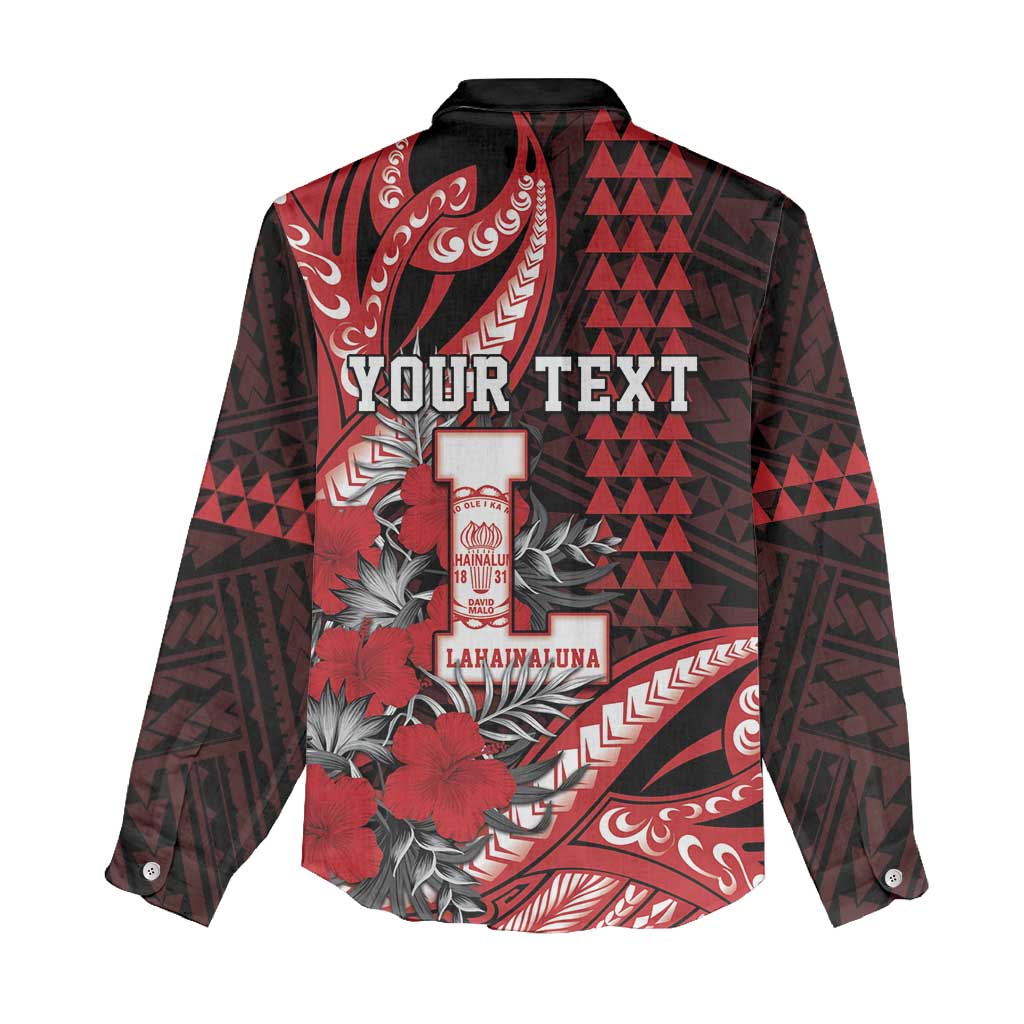 Personalized Hawaii Lahainaluna High School Women Casual Shirt Tribal Tattoo With Hibiscus Flowers LT05 - Polynesian Pride