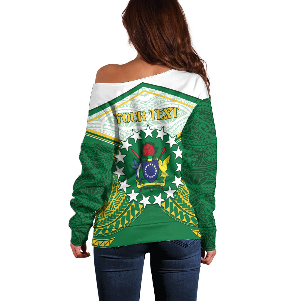 Personalised Cook Islands Ra o te Ui Ariki Off Shoulder Sweater Polynesian Pattern