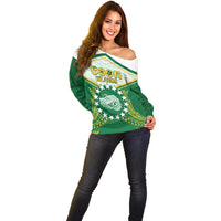 Personalised Cook Islands Ra o te Ui Ariki Off Shoulder Sweater Polynesian Pattern