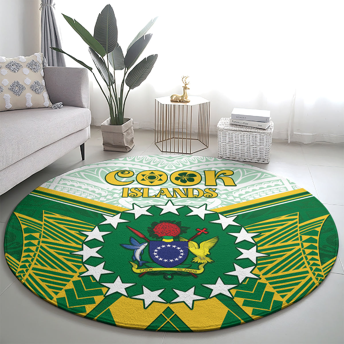 Cook Islands Ra o te Ui Ariki Round Carpet Polynesian Pattern