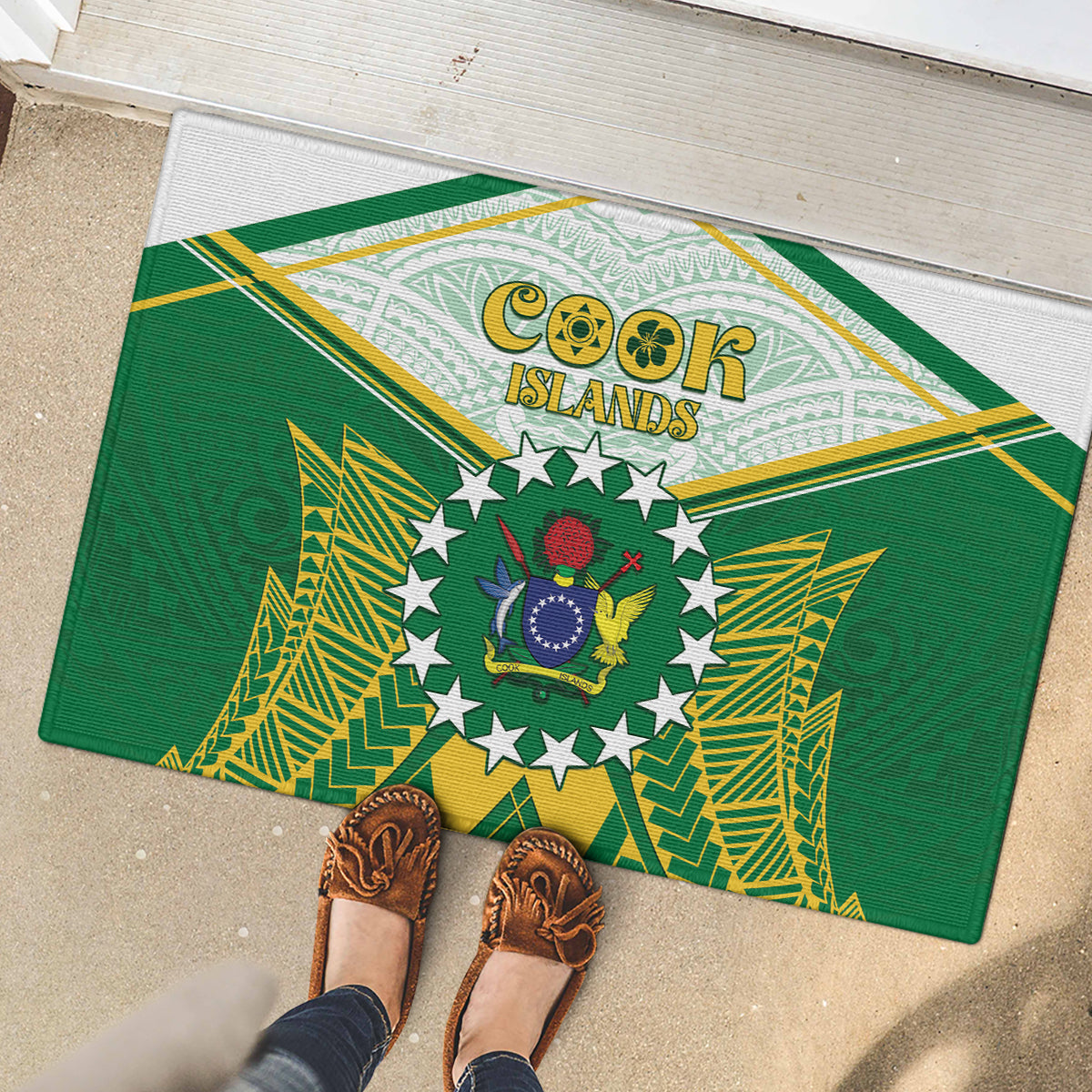 Cook Islands Ra o te Ui Ariki Rubber Doormat Polynesian Pattern