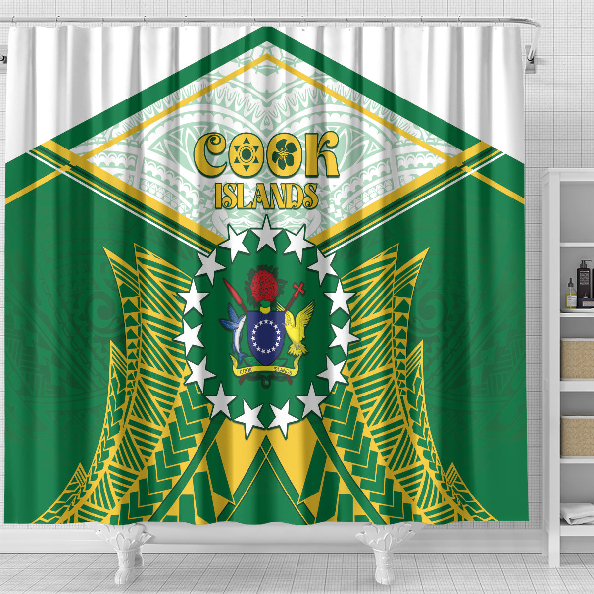 Cook Islands Ra o te Ui Ariki Shower Curtain Polynesian Pattern