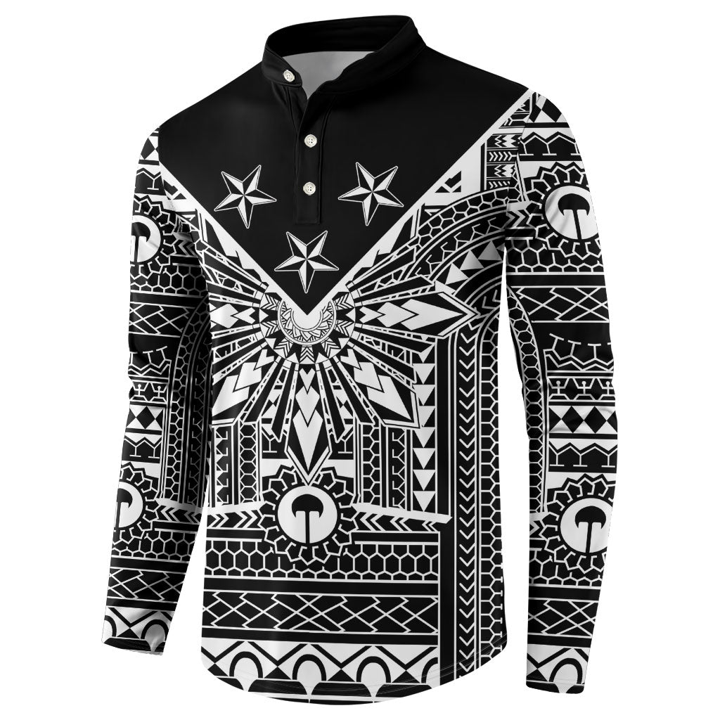 Black Philippines Sun Star Button Sweatshirt Igorot Tribal Inspiration