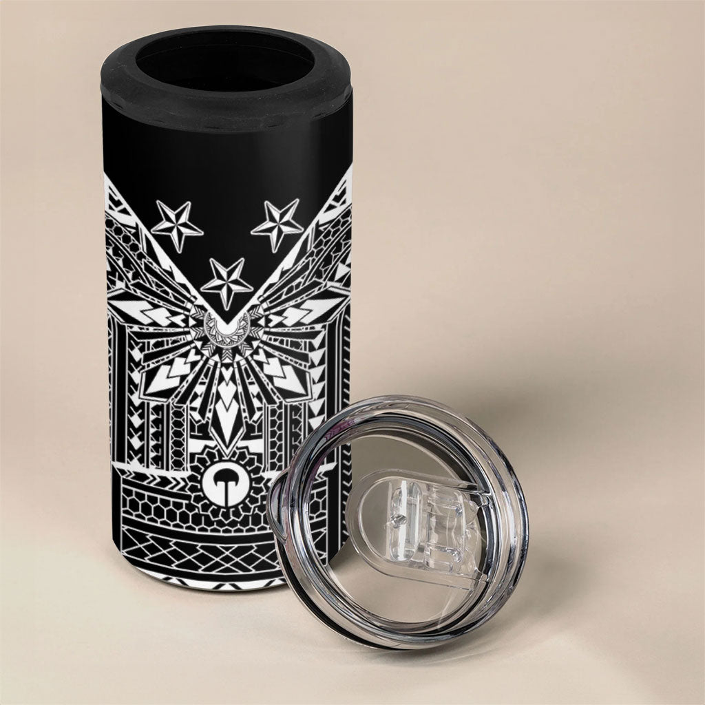 Black Philippines Sun Star 4 in 1 Can Cooler Tumbler Igorot Tribal Inspiration