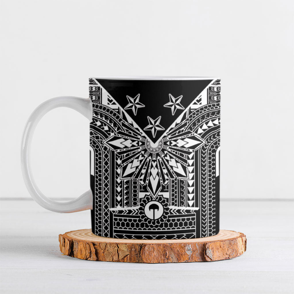 Black Philippines Sun Star Ceramic Mug Igorot Tribal Inspiration