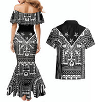 Black Philippines Sun Star Couples Matching Mermaid Dress and Hawaiian Shirt Igorot Tribal Inspiration