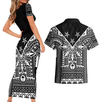 Black Philippines Sun Star Couples Matching Short Sleeve Bodycon Dress and Hawaiian Shirt Igorot Tribal Inspiration