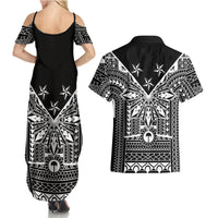 Black Philippines Sun Star Couples Matching Summer Maxi Dress and Hawaiian Shirt Igorot Tribal Inspiration