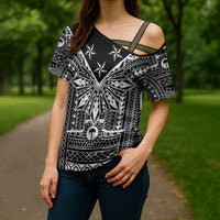 Black Philippines Sun Star Cross Shoulder Shirt Igorot Tribal Inspiration