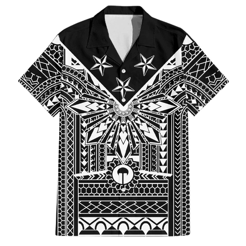 Black Philippines Sun Star Family Matching Long Sleeve Bodycon Dress and Hawaiian Shirt Igorot Tribal Inspiration LT05 Dad's Shirt - Short Sleeve Black - Polynesian Pride