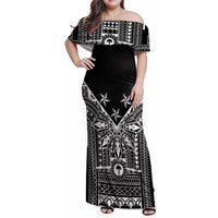 Black Philippines Sun Star Family Matching Off Shoulder Maxi Dress and Hawaiian Shirt Igorot Tribal Inspiration LT05 Mom's Dress Black - Polynesian Pride