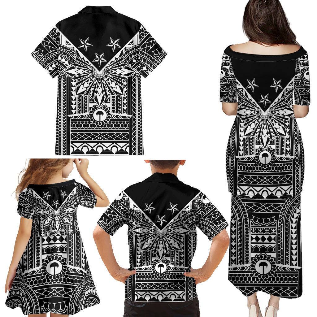 Black Philippines Sun Star Family Matching Puletasi and Hawaiian Shirt Igorot Tribal Inspiration
