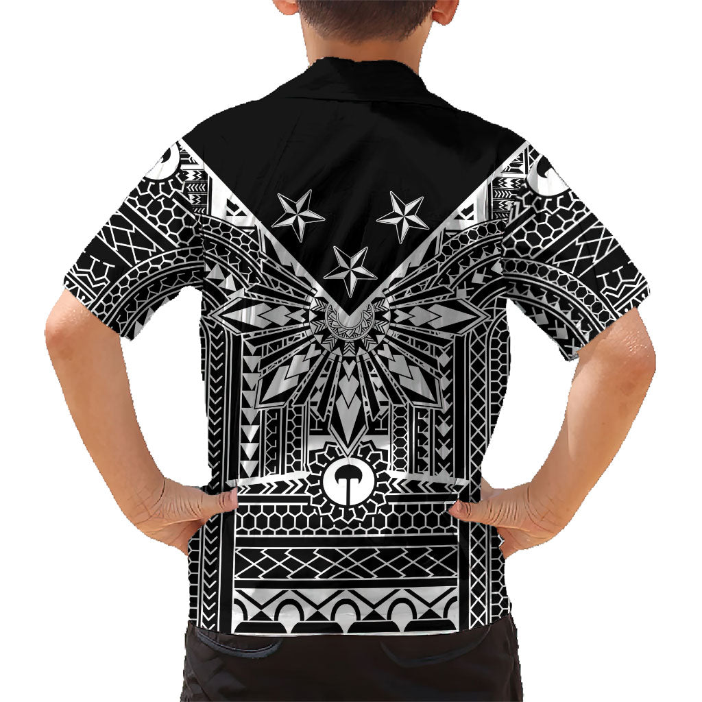 Black Philippines Sun Star Family Matching Short Sleeve Bodycon Dress and Hawaiian Shirt Igorot Tribal Inspiration LT05 - Polynesian Pride