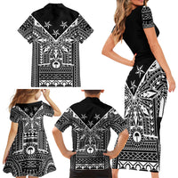 Black Philippines Sun Star Family Matching Short Sleeve Bodycon Dress and Hawaiian Shirt Igorot Tribal Inspiration LT05 - Polynesian Pride