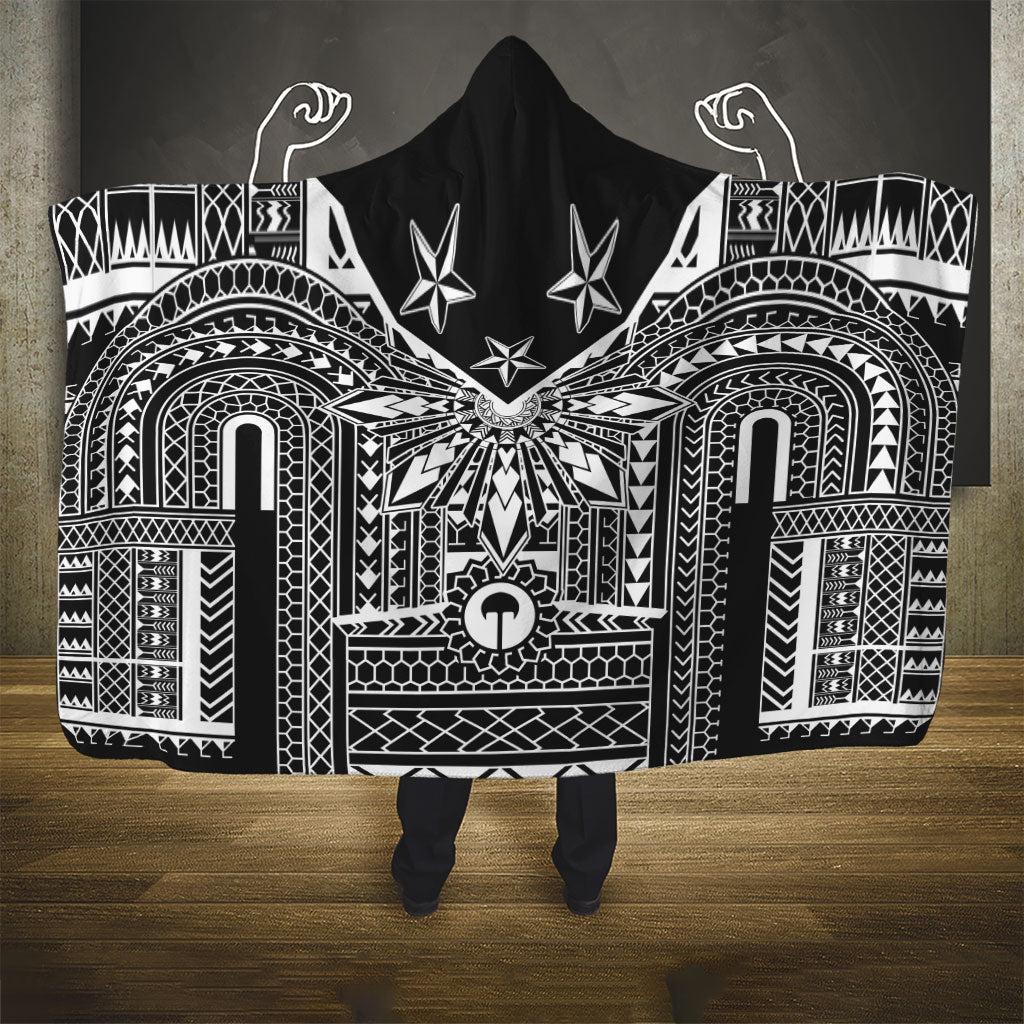 Black Philippines Sun Star Hooded Blanket Igorot Tribal Inspiration