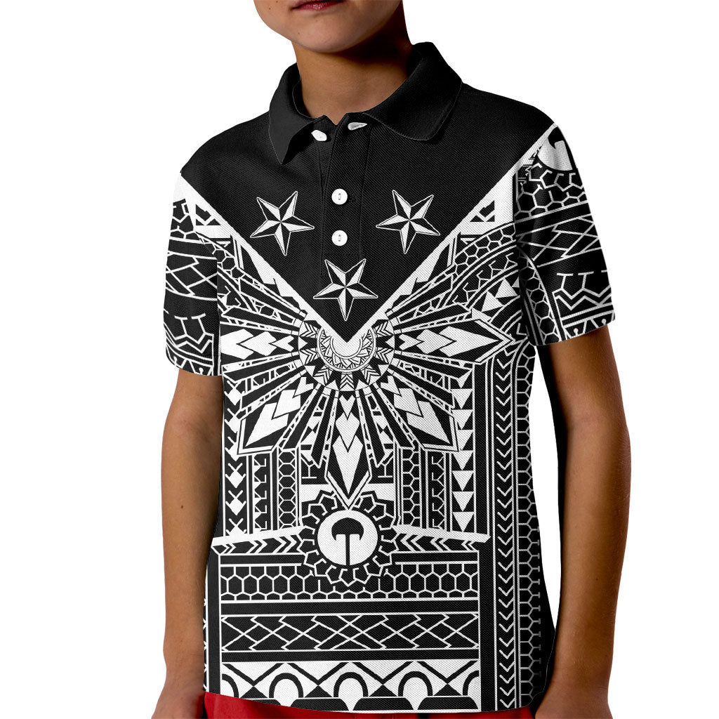 Black Philippines Sun Star Kid Polo Shirt Igorot Tribal Inspiration