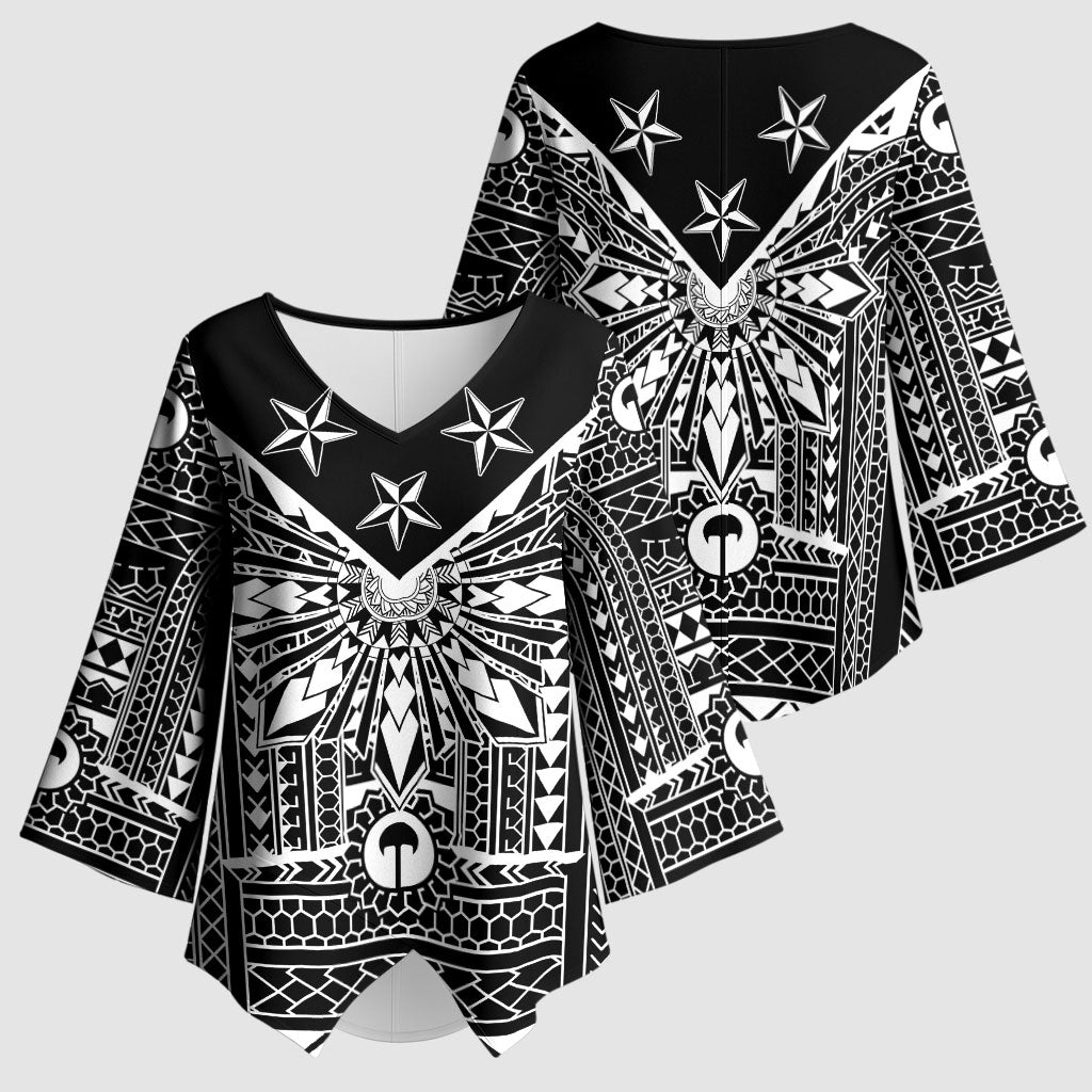 Black Philippines Sun Star Kimono Sleeve Blouse Igorot Tribal Inspiration