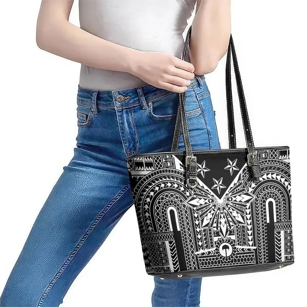 Black Philippines Sun Star Leather Tote Bag Igorot Tribal Inspiration